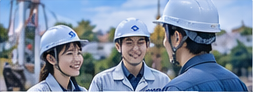 現場で打ち合わせをする社員