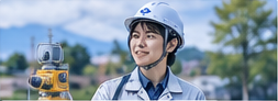 測量作業をする社員