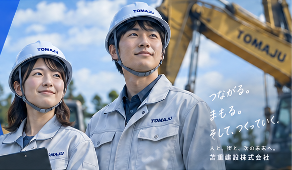 つながる。まもる。そして、つくっていく。人と、街と、次の未来へ。苫重建設株式会社